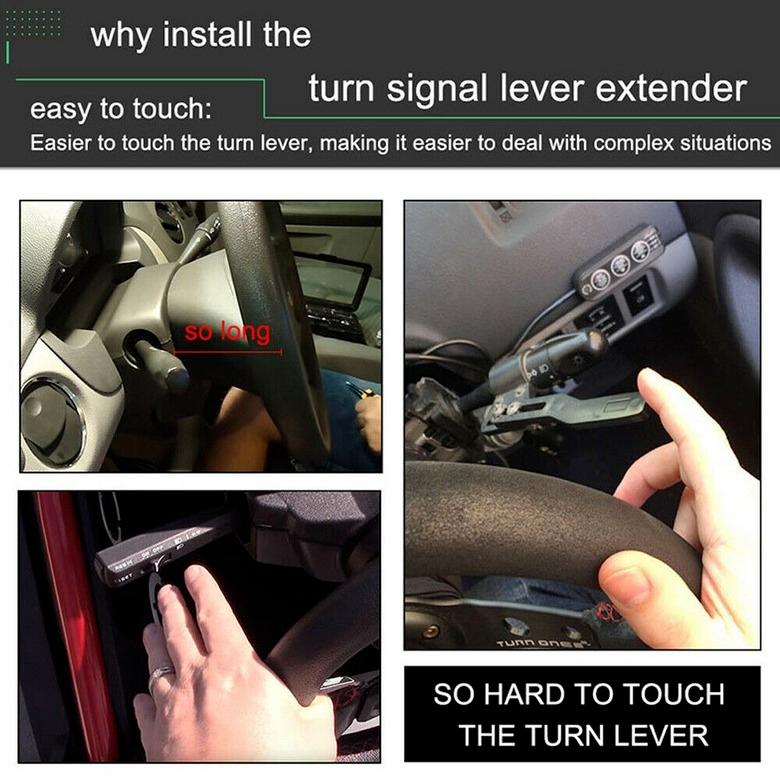 Steering Wheel Turn Signal Lever Position Up Turn Rod Extension Extender - Black