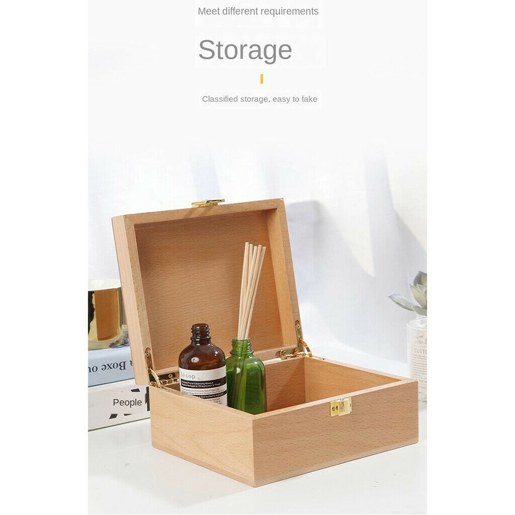DIY Plain Unfinished Box Wooden Jewelry Box Storage Organzier Treasure Case Box