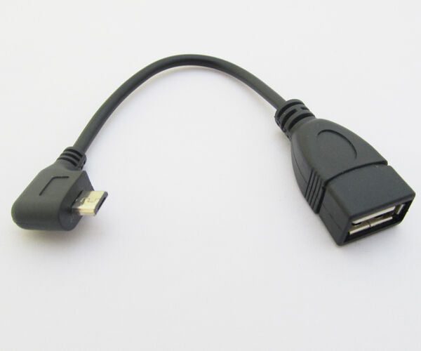 2pcs Angle Host OTG Adapter Cable Micro 5pin USB male Plug to USB Female Jack