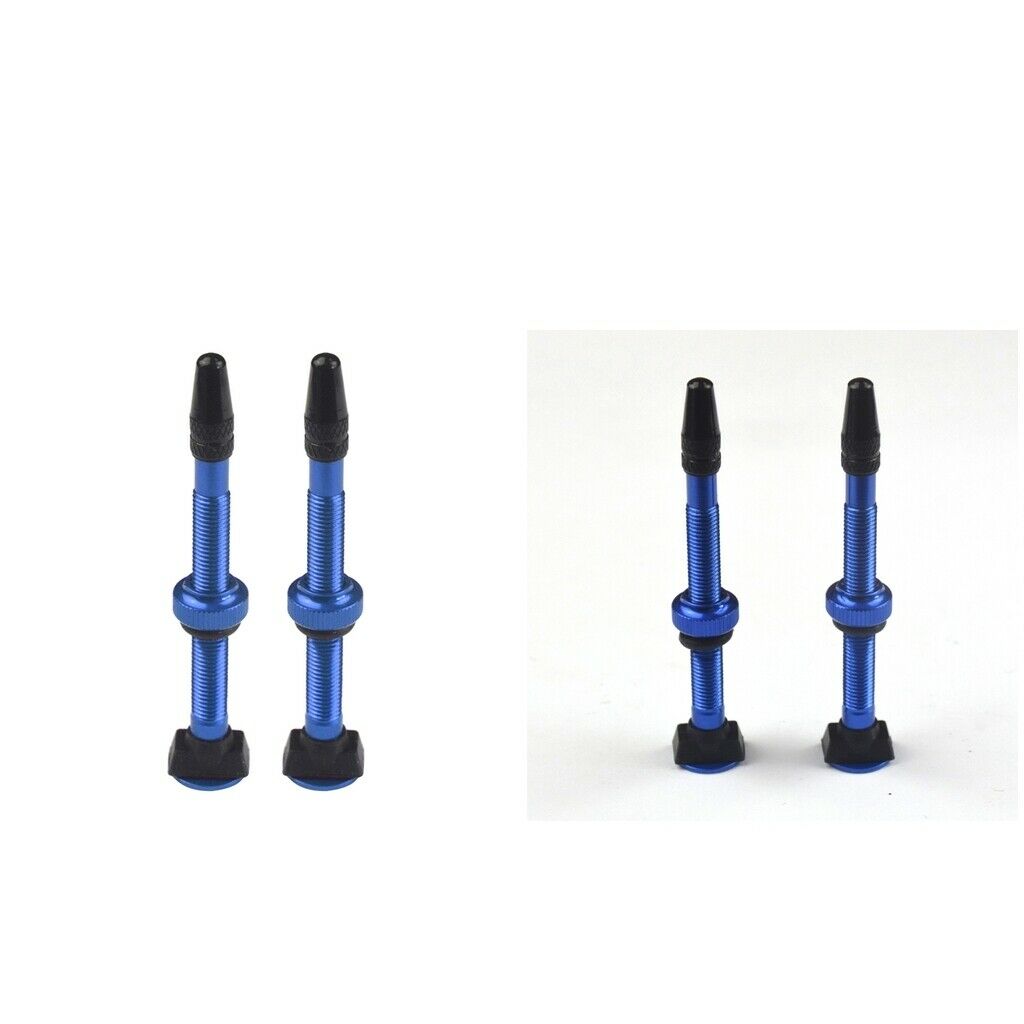 4x Aluminum Alloy 60mm MTB Blue Mountain Bike Tubeless Presta Valve Stem Kit