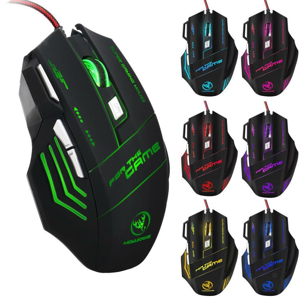 5500DPI USB Wired Gaming Mouse 7Buttons Opitical Ergonomics Laptop PC Mice