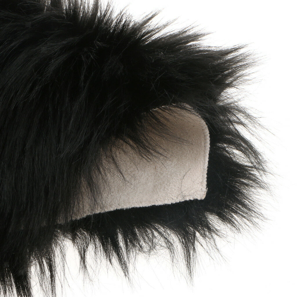 Love Shape Shaggy Silky 5cm Pile Sheepskin Area Rug Mat Floor Bedside Black