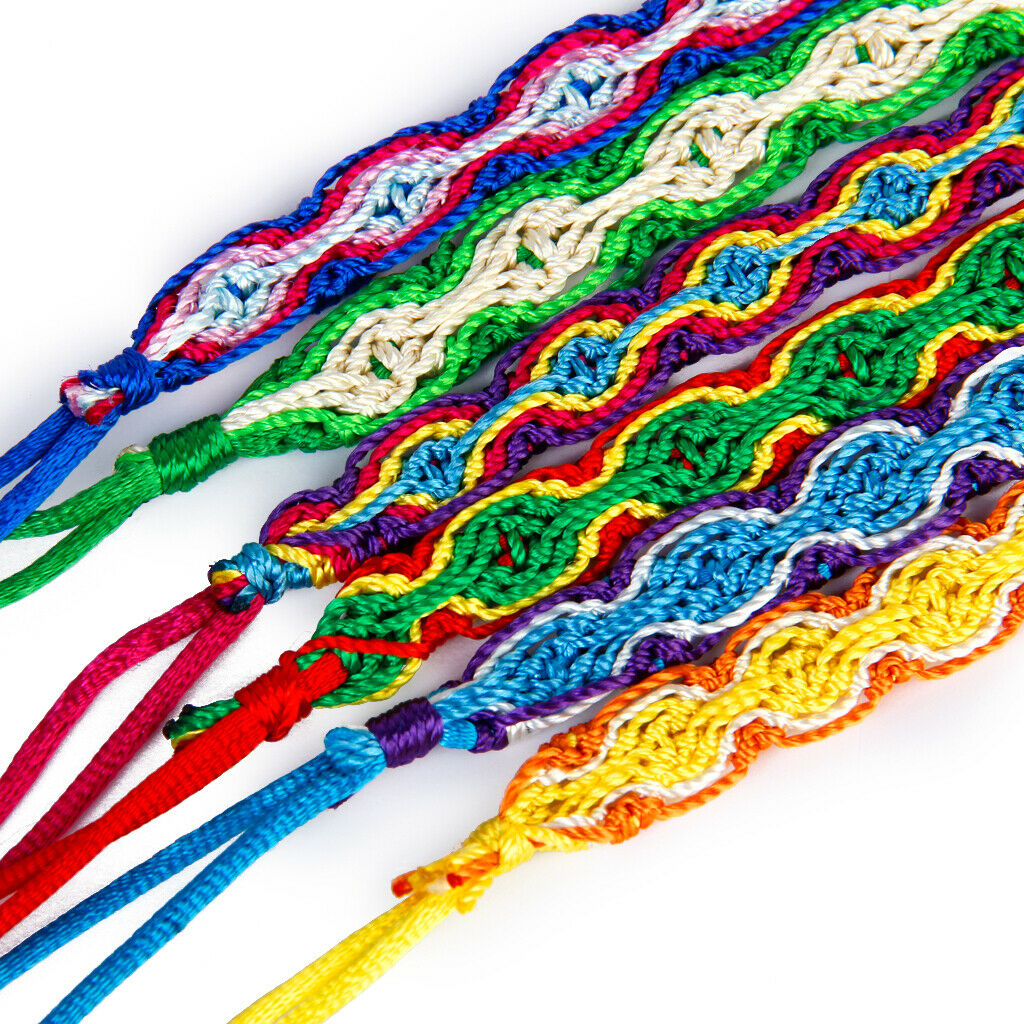 6 lucky woven braided friendship bracelets cuff bracelet