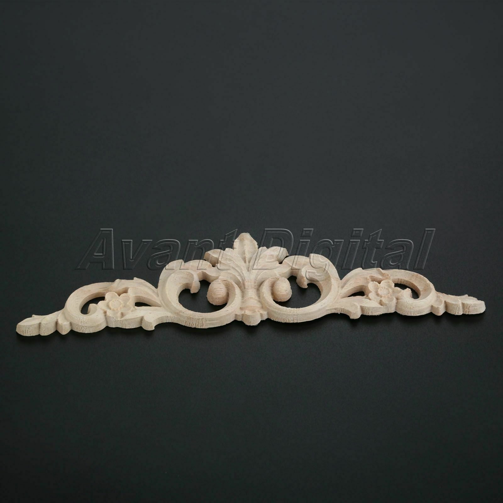 20*5cm European Style Wooden Carved Long Onlay Applique DIY Craft Decor Oak Wood