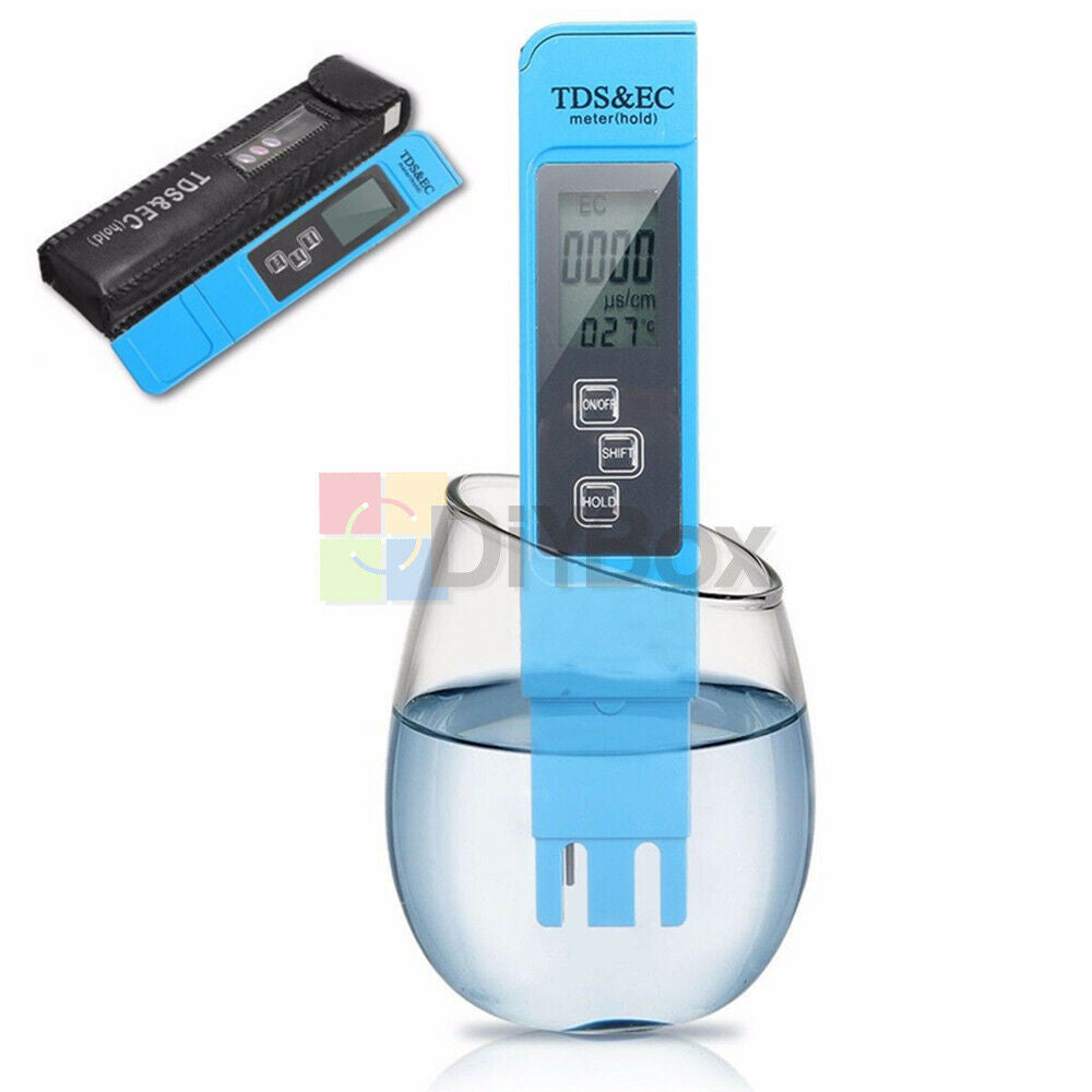 Blue EC-1 Water Quality Test Meter Digital Tool TDS & EC Temperature 0-9990 ppm