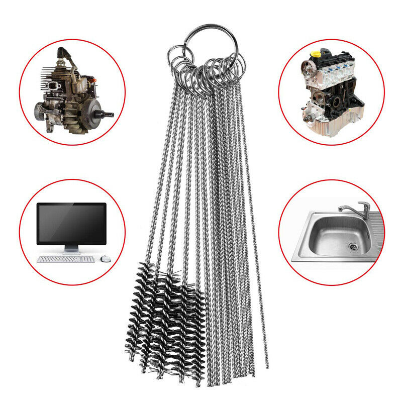 Car Carburetor Carbon Dirt Jet Remove Set 10 Cleaning Needles 5 Brush Tool Handy