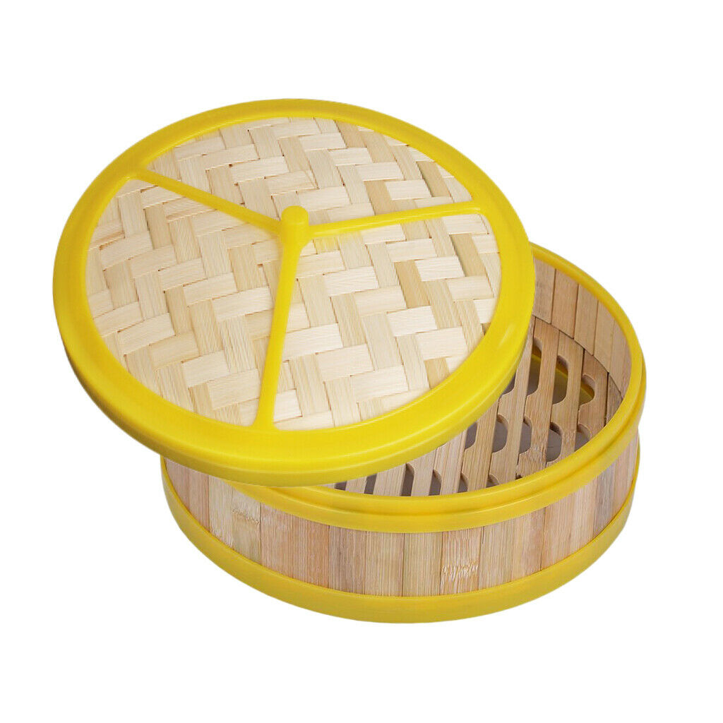 Bamboo Steamer Basket for Buns Dumpling Vegetables Weaving Lid Non-Stick