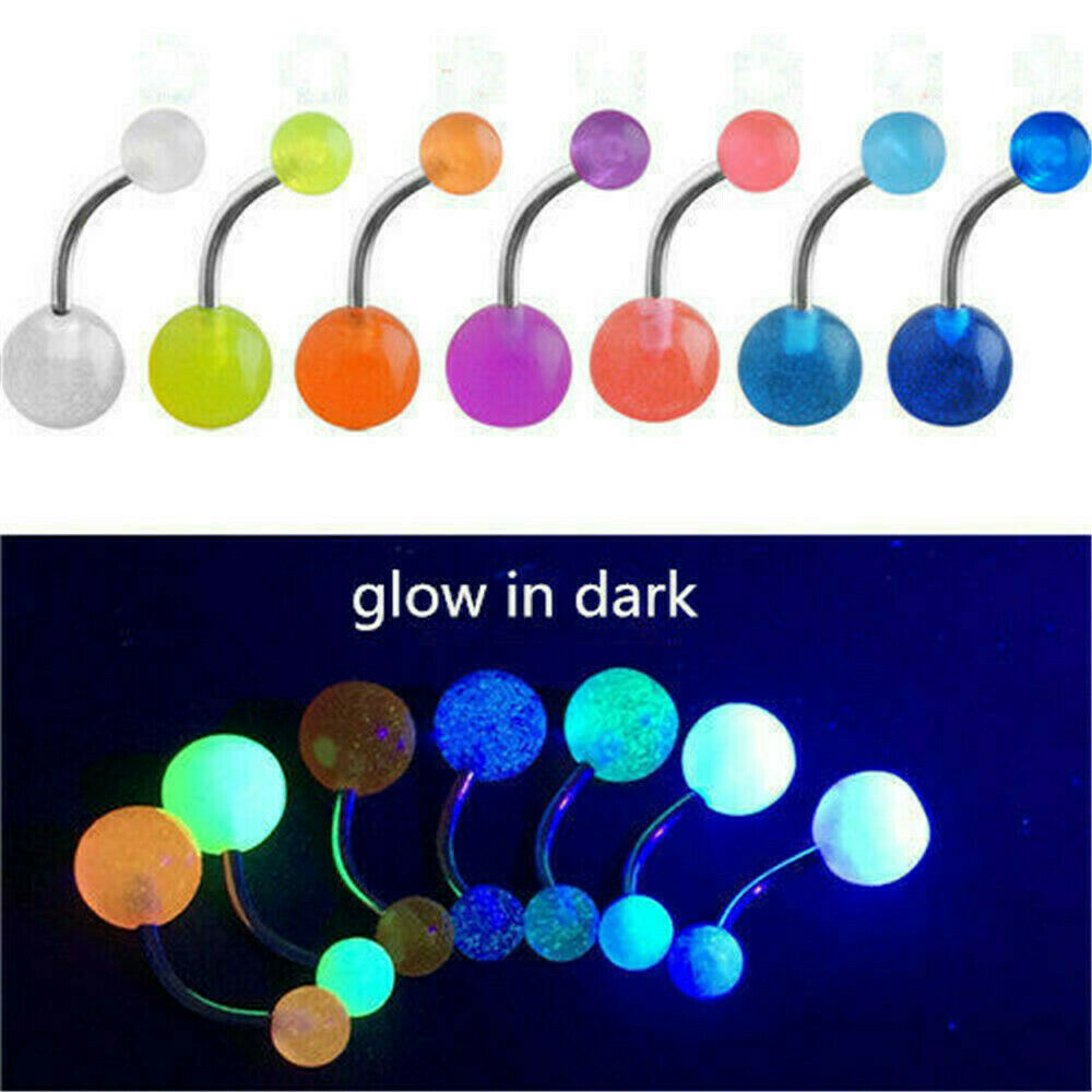10X Glow In The Dark Luminous Barbell Lip Tongue Rings Body Piercing Jewelry Lot