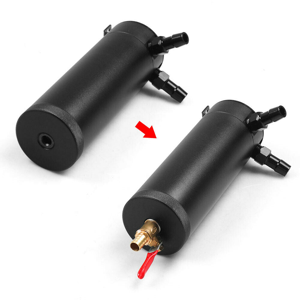 3/8" NPT Billet Aluminum Baffled 2-Port Oil Catch Can Tank with Breather Filter