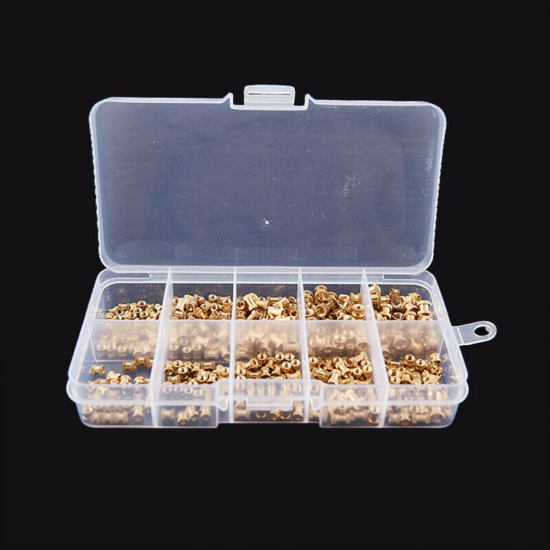 Set 500 pezzi Kit di assortimento di dadi zigrinati in ottone con filettaturBDA
