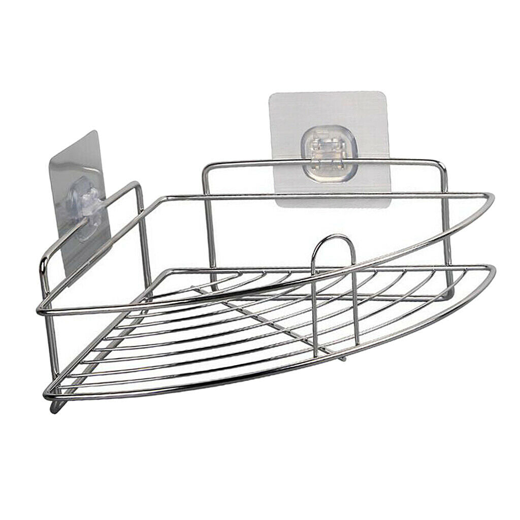 Stainless Steel Storage Caddy for Bathroom Shower Bath Basket Adhesive