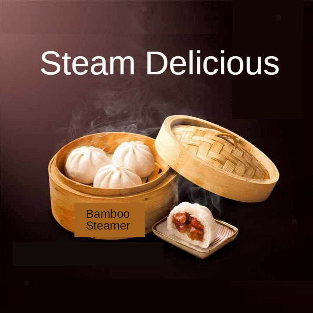 2PCS Chinese Handmade Bamboo Steamer Basket Classic Rice Meat Steamer 26cm