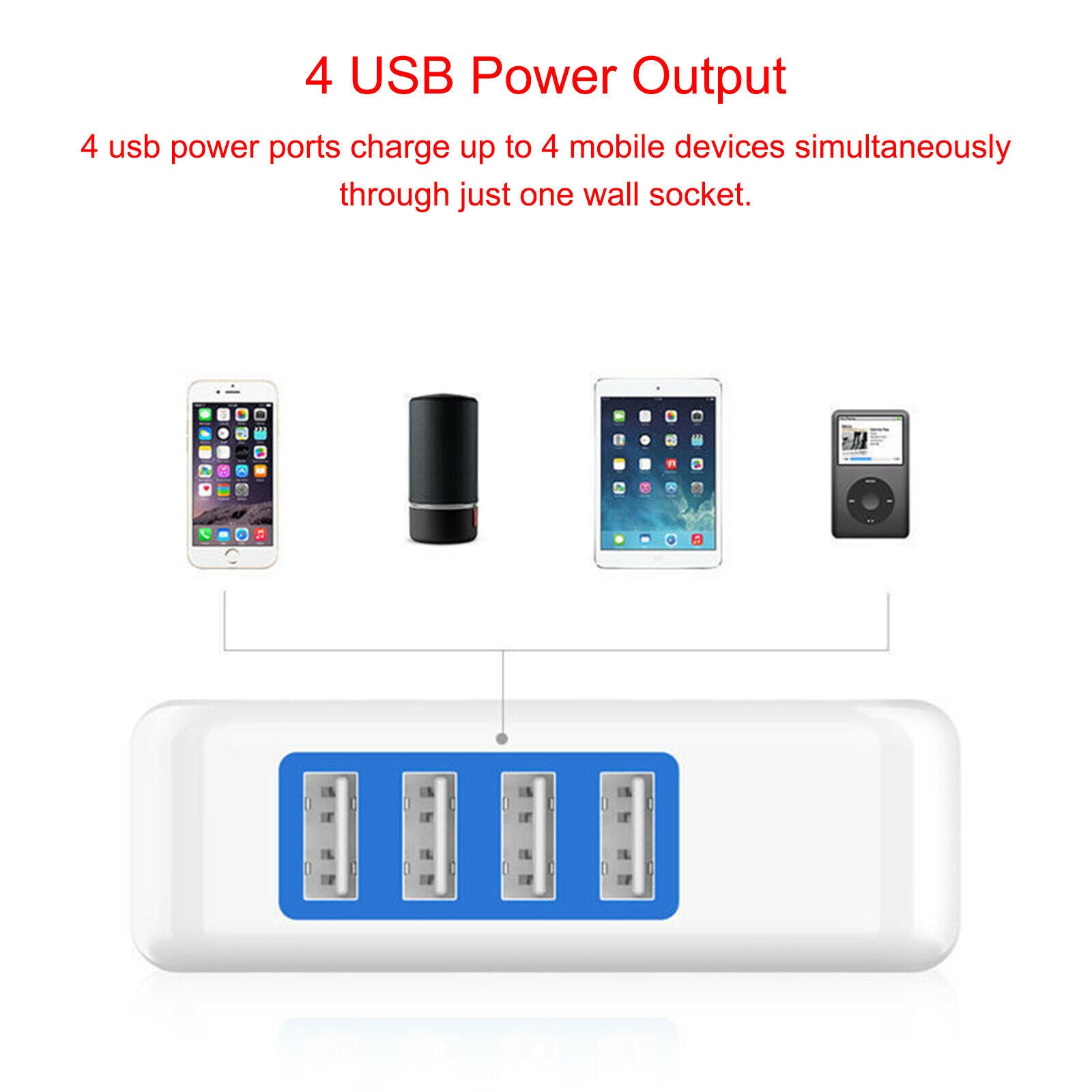 4 USB Port Fast Charger Wall Wall Plug Travel Power Adapter Charging EU Plug