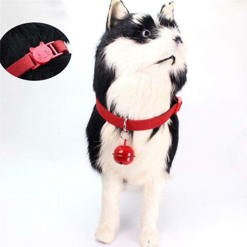 Small Pet Puppy Dog Soft Micro Fiber Collar Safety Buckle with Bell Black