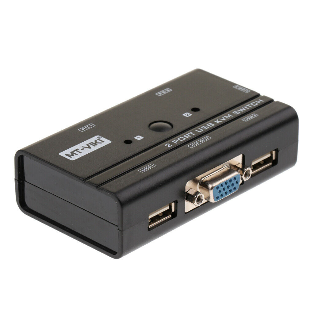 2 Ports USB 2.0 KVM Switch Up to 1920x1440 Resolution for PC Computer