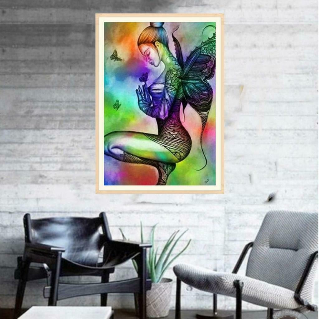 5D Diamond Painting Embroidery Raibow Butterfly Fairy Girls Cross Stitch Kit for