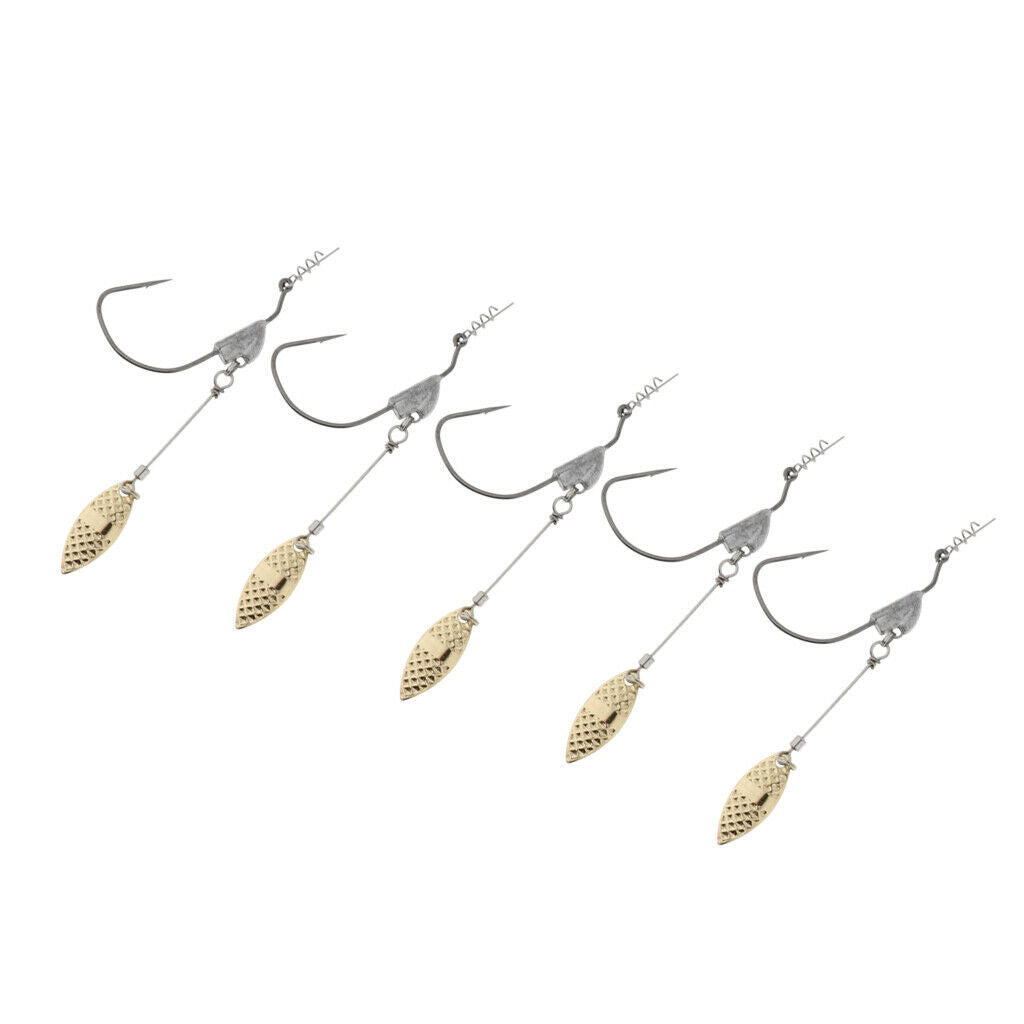 5pcs Weighted Fishing Hooks with Lead Spoon Spring for Swimbaits 6.2g