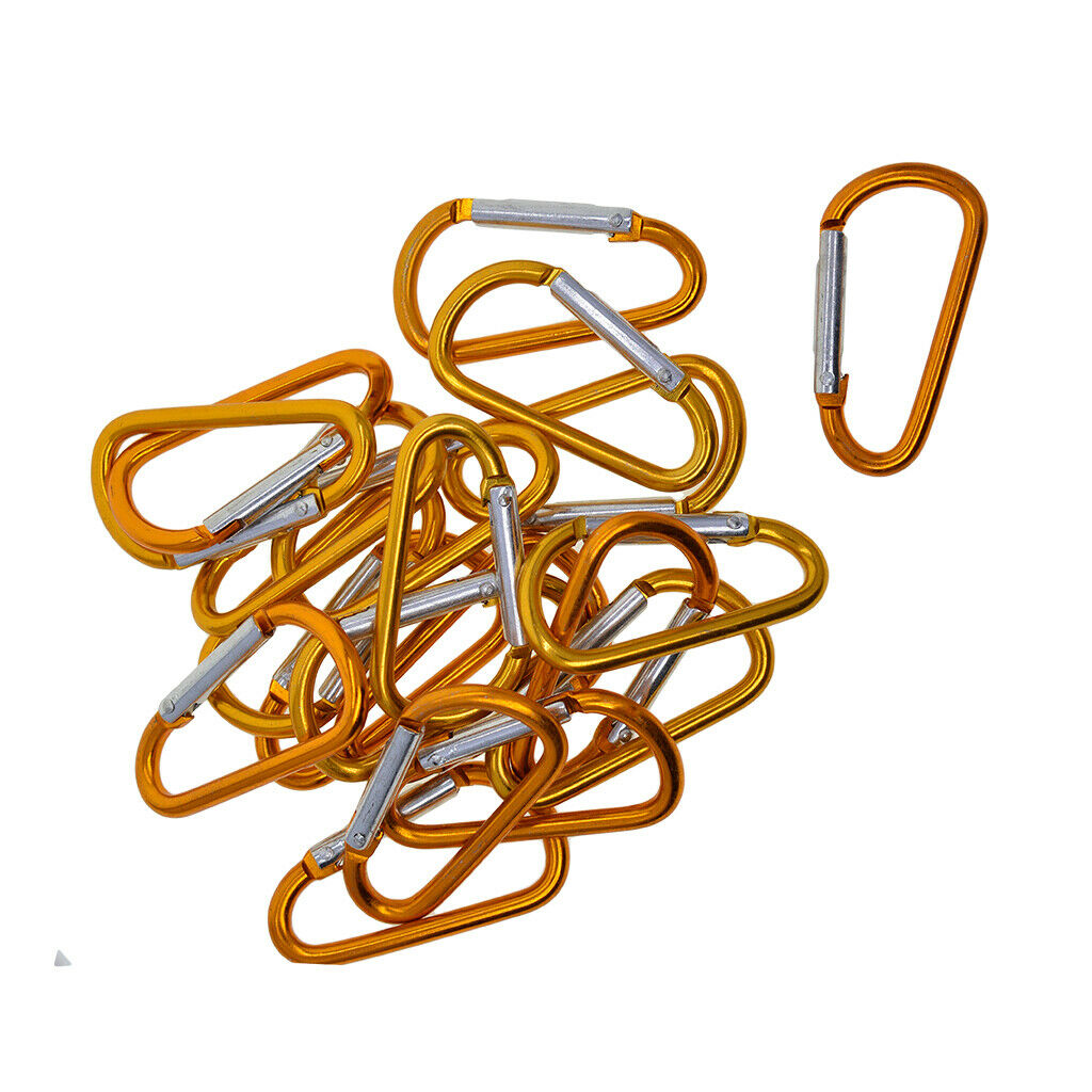 20 Sets Aluminum Carabiner D Shape Buckle Pack, Keychain Clip, Spring Snap Key