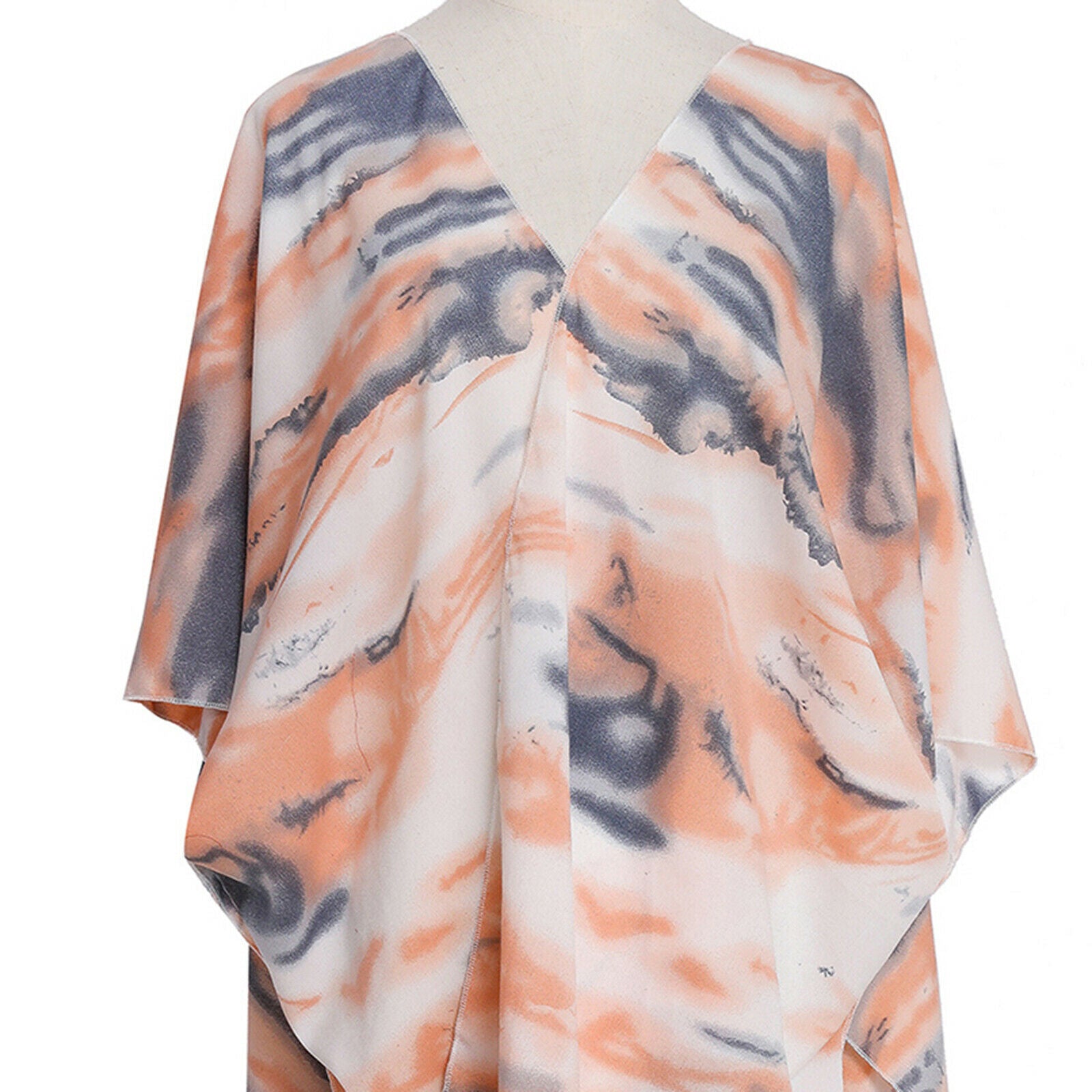 Lady's Print Tassel Cardigan Loose Kimono Outwear Open Front Blouses Casual