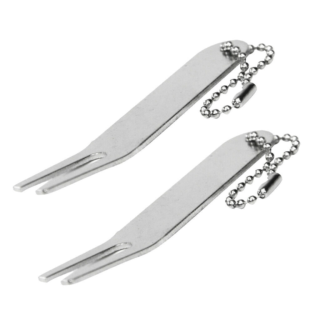 2x Portable Divot Tool Bent Putting Green Gift Prongs Club Accessories