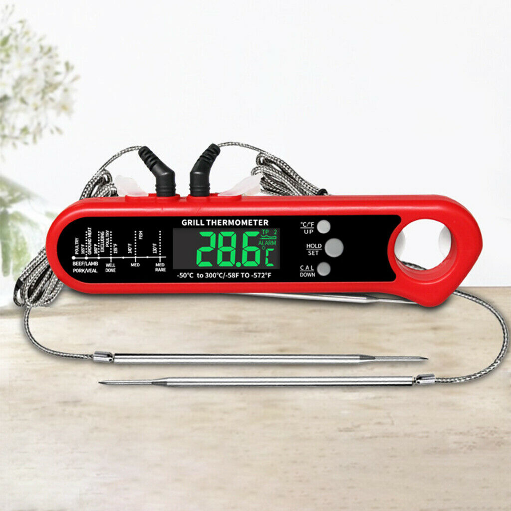 Stainless Steel Dual Probe Food Thermometer Oven Baking Water Instant Read