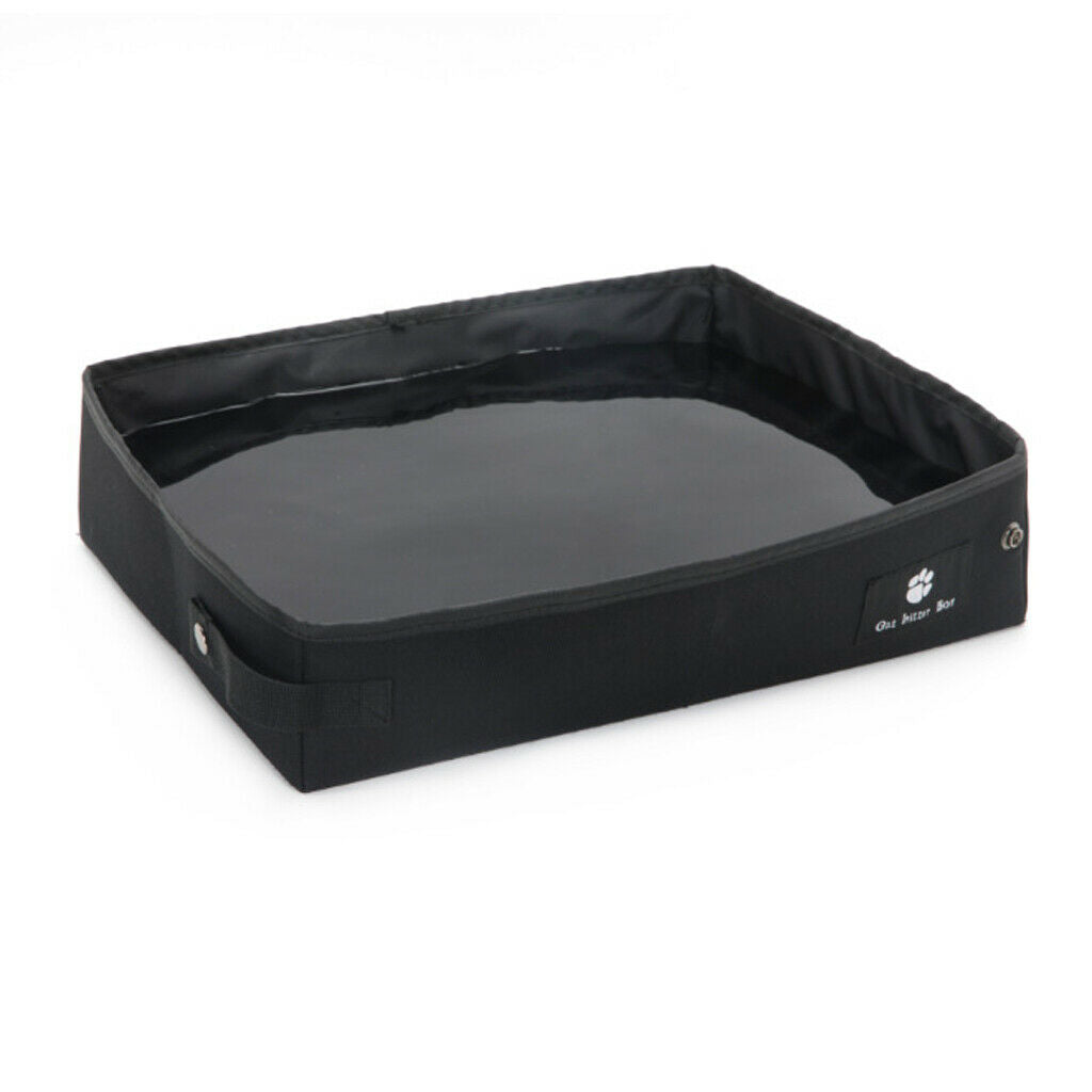 Pet Cat Litter Waterproof Box Kitty Toilet Seat Collapsible Toilet Black S