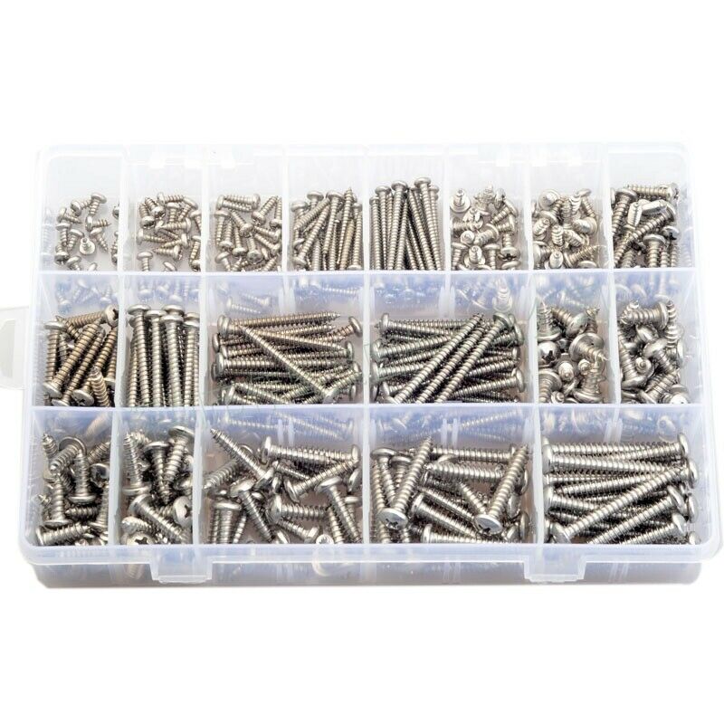 380Pcs M3 M4 M5 304 Stainless Steel Cross Pan Head Round Head Tapping Screw J7C4