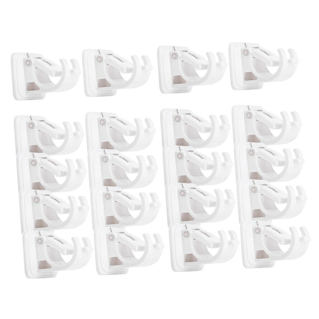 20Pcs Plastic Curtain Rod Bracket Drapery Wall Bracket Rod Hooks Living Room