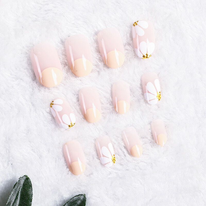 24x lady women's daisy style long manicure art tips false nails tool gift DIY&DD