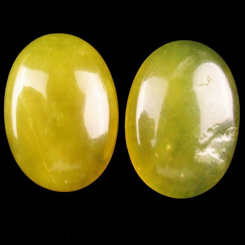 8Pcs 40g Natural Lemon Jade Oval 25x18x6mm Cab Cabochon A-237JM