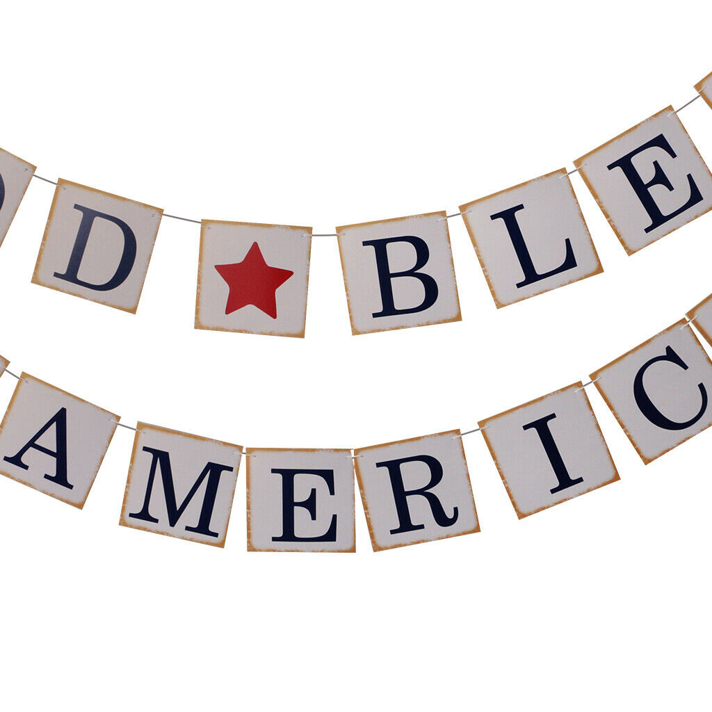 God Bless American Banner Celebration USA Party Patriotic July 4th Decor