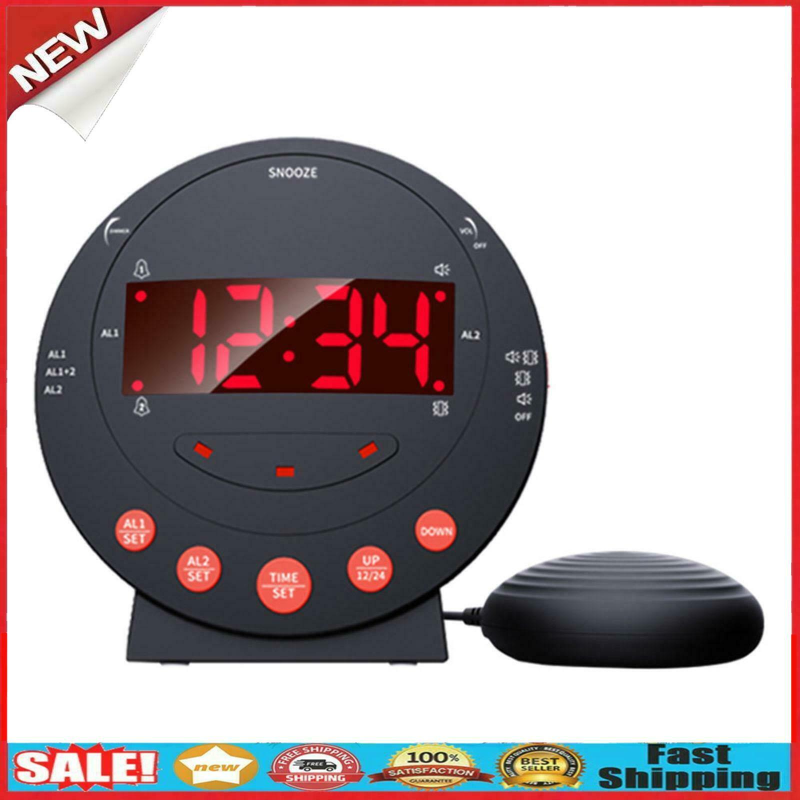 Loud Digital Alarm Clock w/ Super Bed Shaker Vibrating for Heavy Sleepers Deaf @