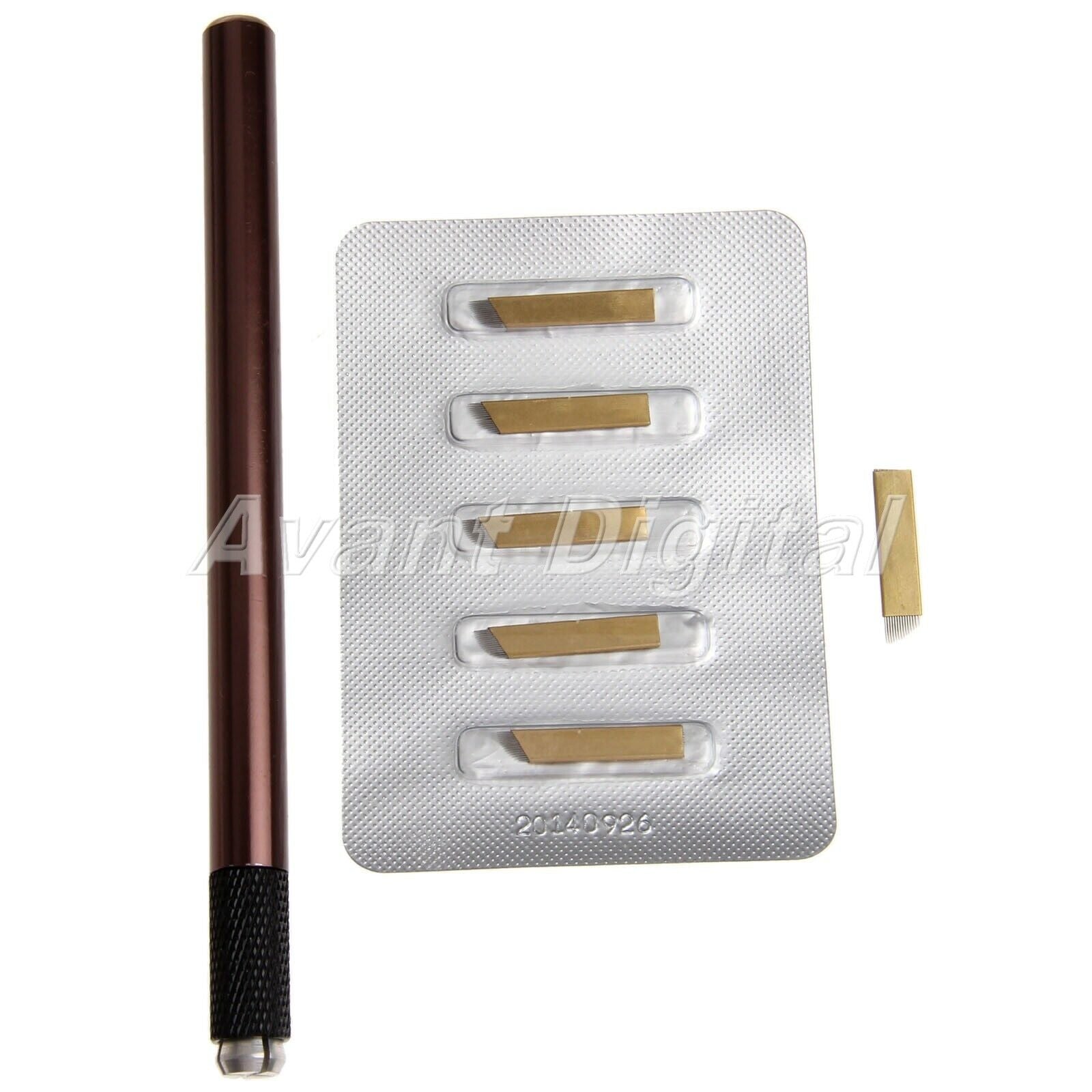 Manual MicrobladIing Tattoo Pen With 5Pcs 14pin Needle Permanent Eyebrow Tool