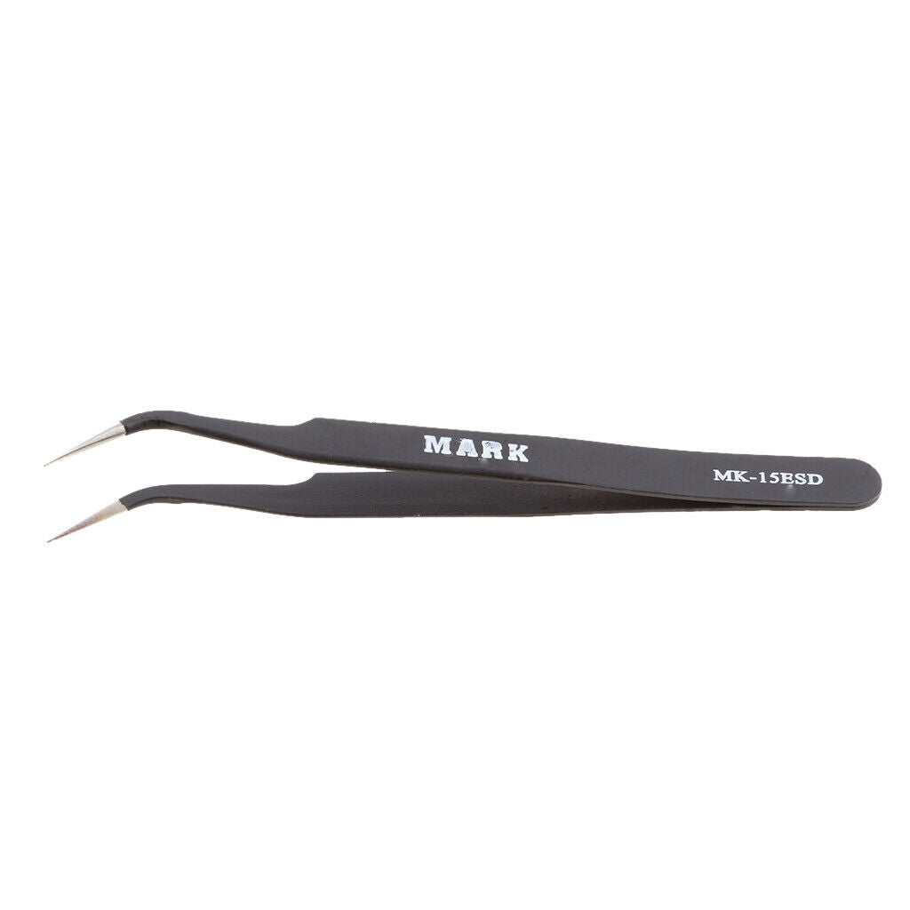 2 Pieces  X Type Pointed Straight Curved Tweezers for Cell Phone Repair