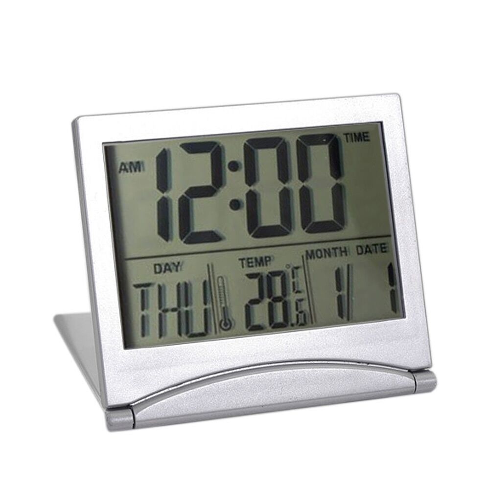 Digital LCD Weather Station Folding Desk Temperature Travel Alarm Clock Date New