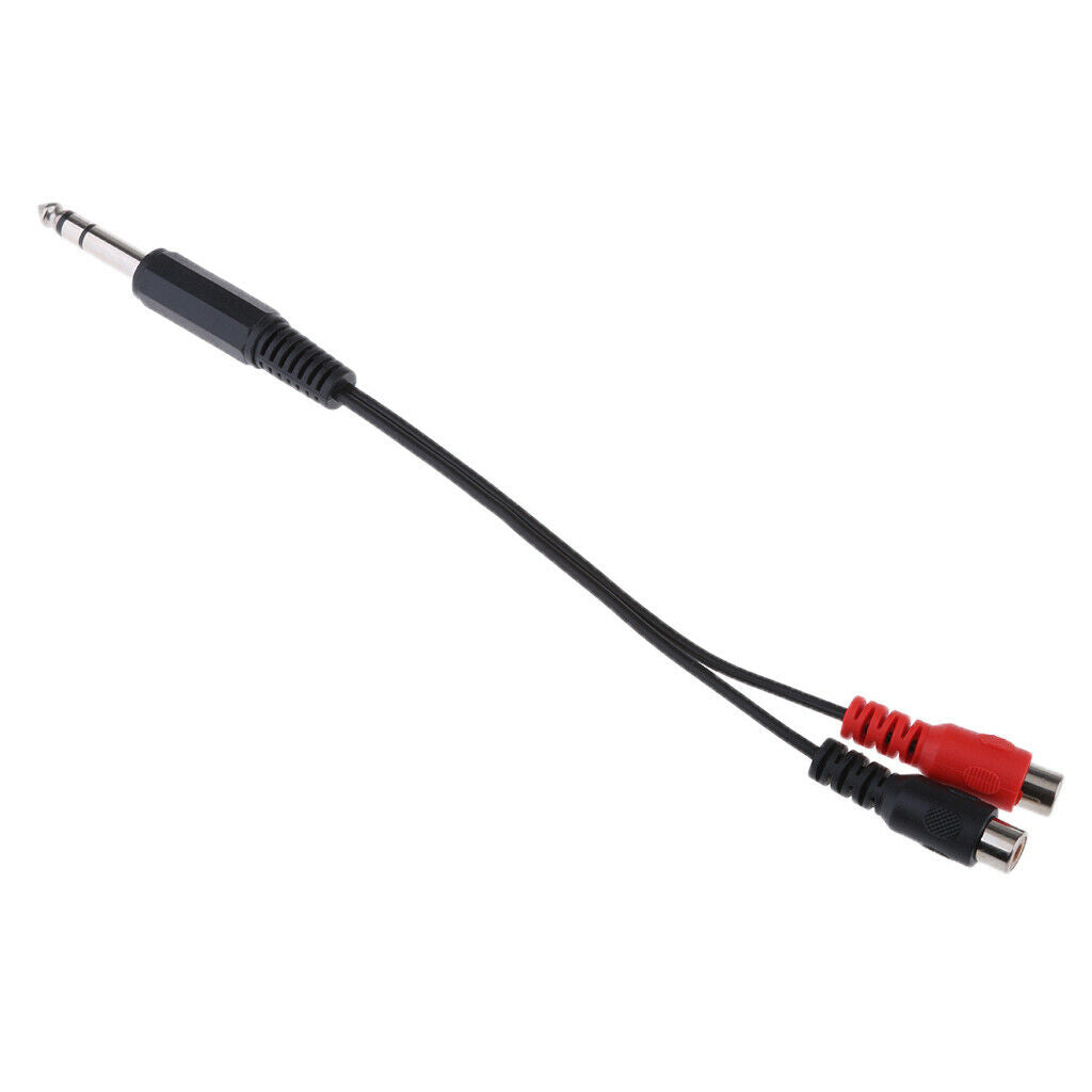 6.35mm Male Plug to 2-Female RCA   Audio Adapter Cable - 200mm/ 0.66 Feet