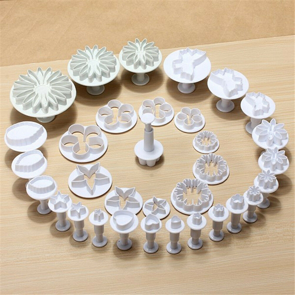 33PCS Sugarcraft Cake Cupcake Decorating Fondant Icing Plunger Cutters Tools BDA