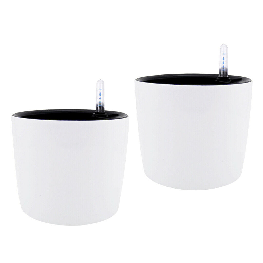 2Pcs 7'' Modern Self Watering Planter Flower Automatic Lazy Flower Planter
