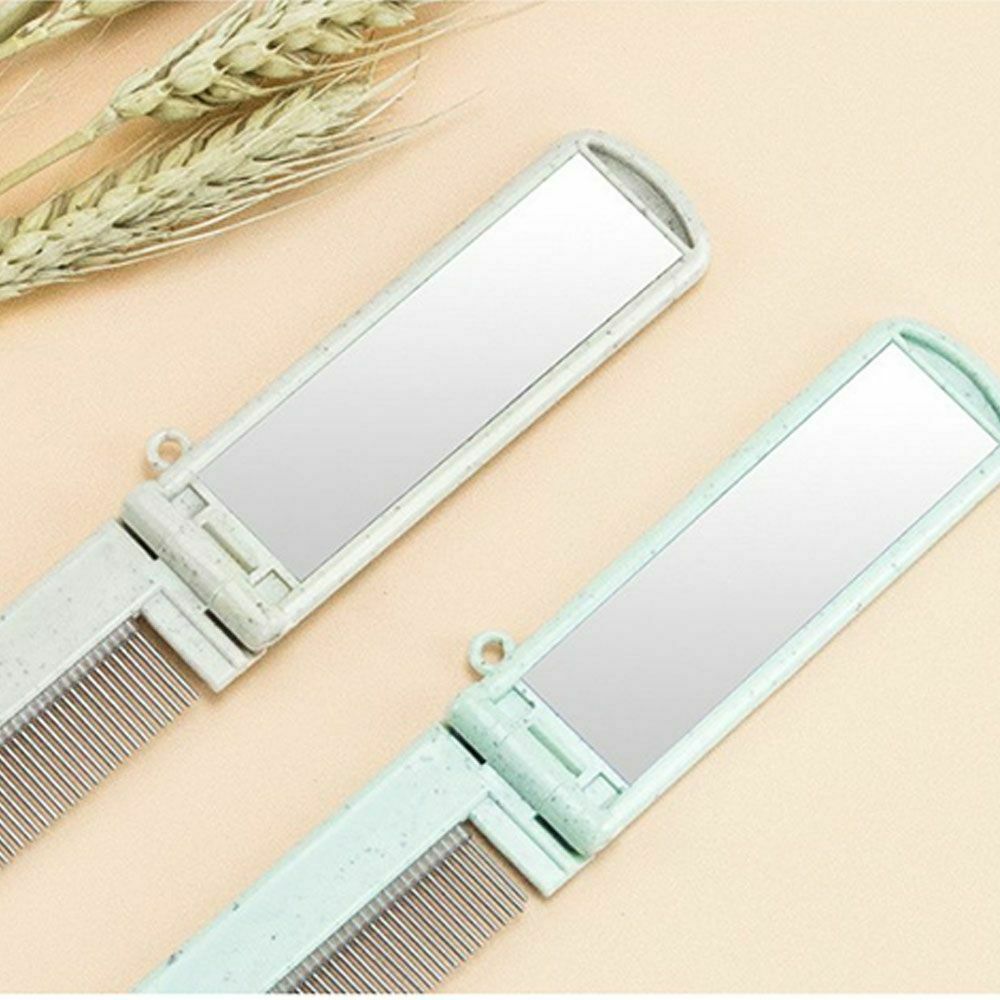 Size stainless close-tooth comb Hair Comb Folding Hair Brush rotating mirror