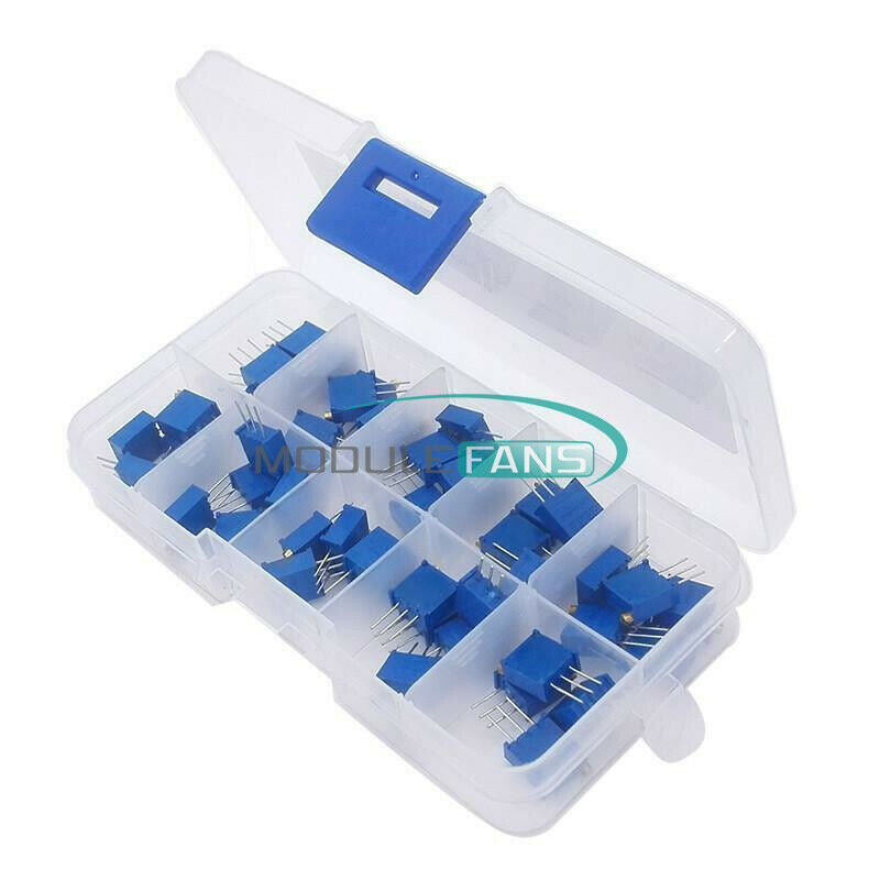 50PCS 10value 3296 Trimmer Trim Pot Potentiometer Resistor Box Kit Assortment