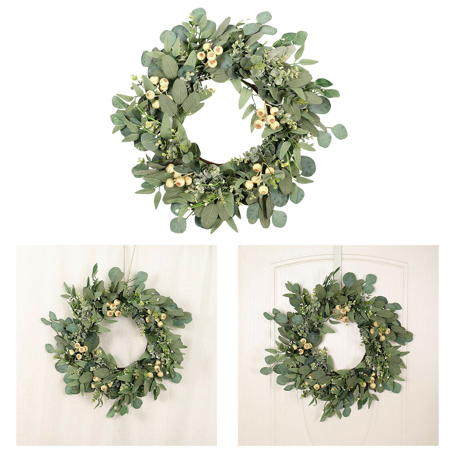 Eucalyptus Wreaths, Front Door 22'' Large Green Leaves Wreath for Spring Summer