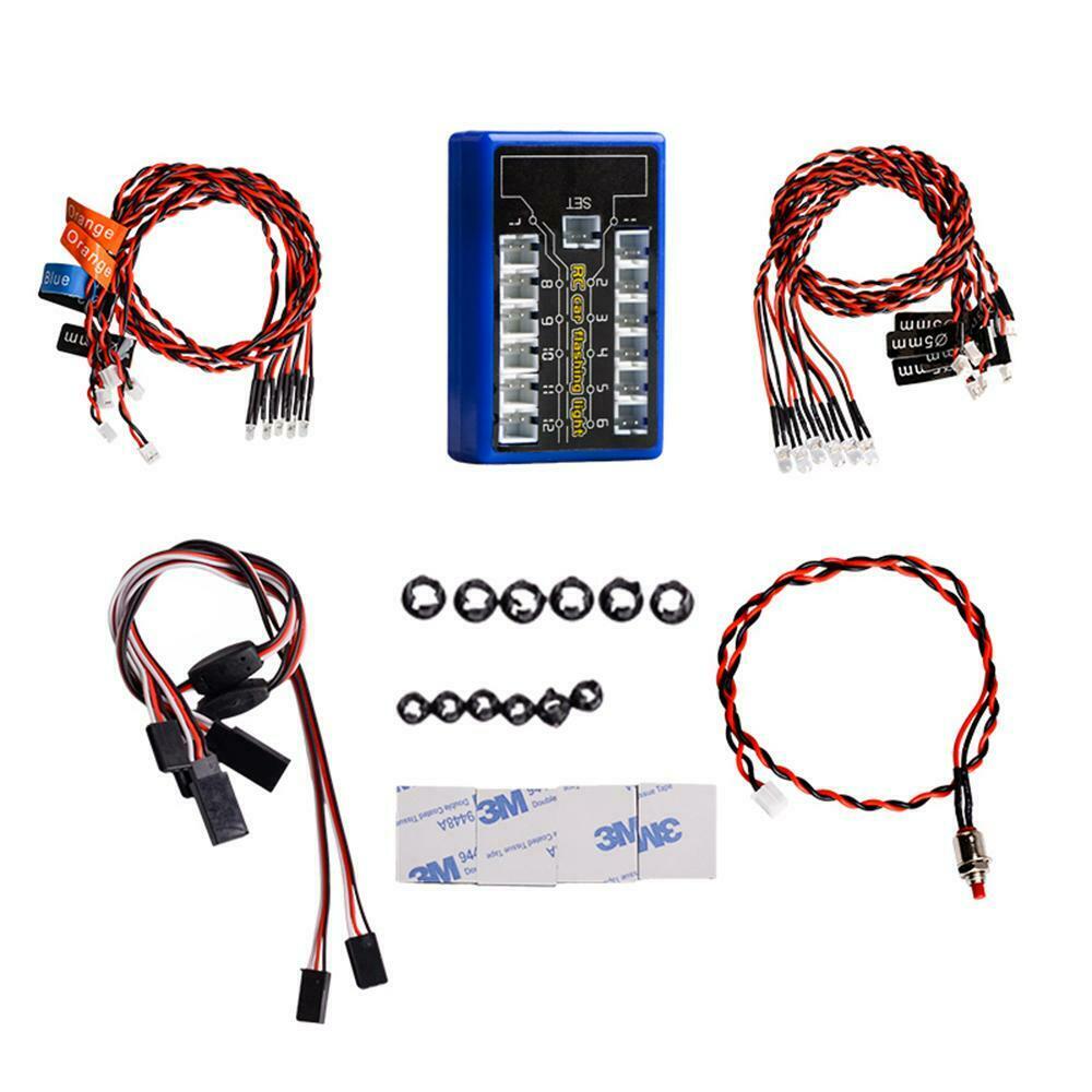 12 Ultra LED Flashing Bright Light Strobe Lamps Kit System for 1/10 1/8 Truck