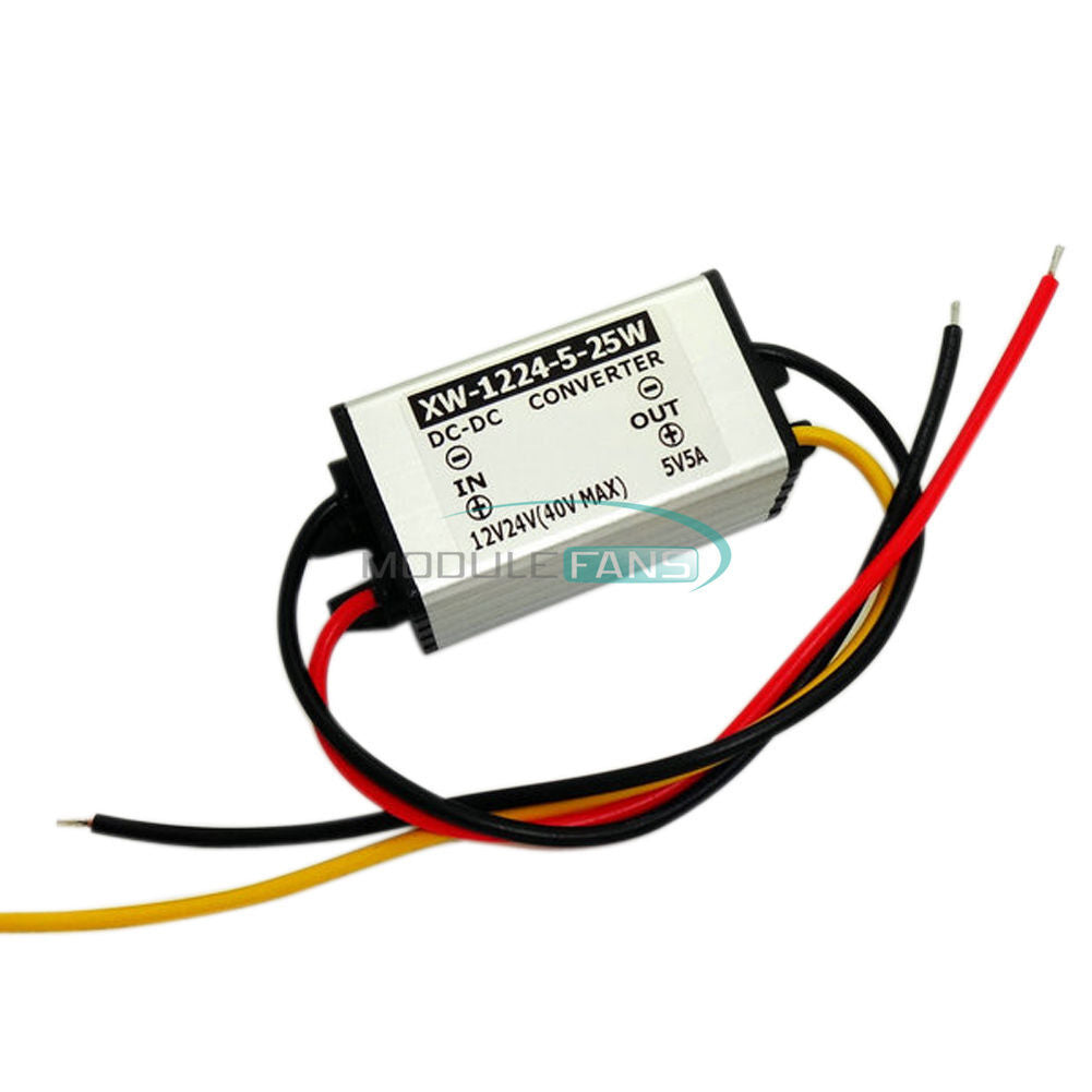 12V/24V to 5V 5A 25W DC-DC Converter Step Down Buck Power Supply Regulator