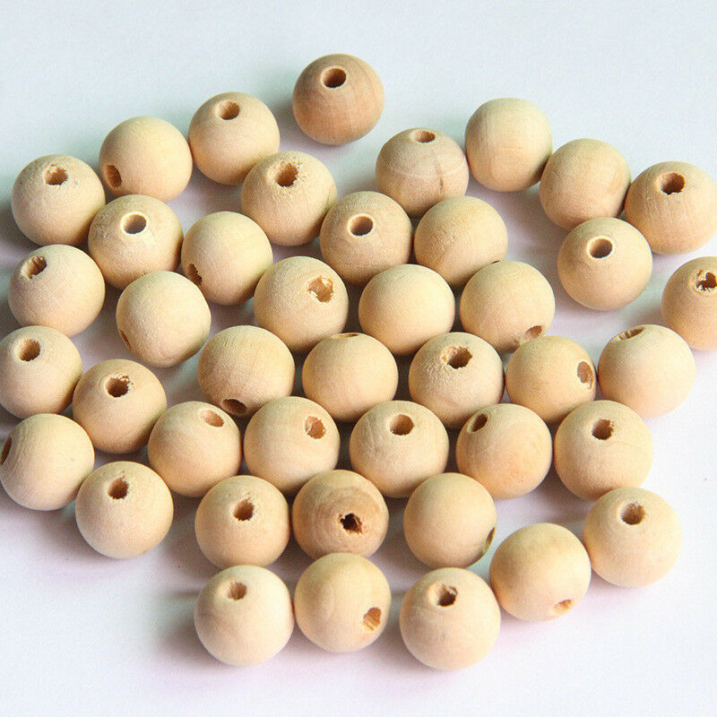 100pcs 6&8MM Round Wood Beads Wood Ball Unfinished Wooden Beads Teething DIY