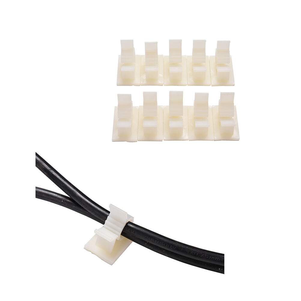 10x Adhesive Backed Nylon Wire Adjustable Cable Clips Clamps Fit White 13.l8