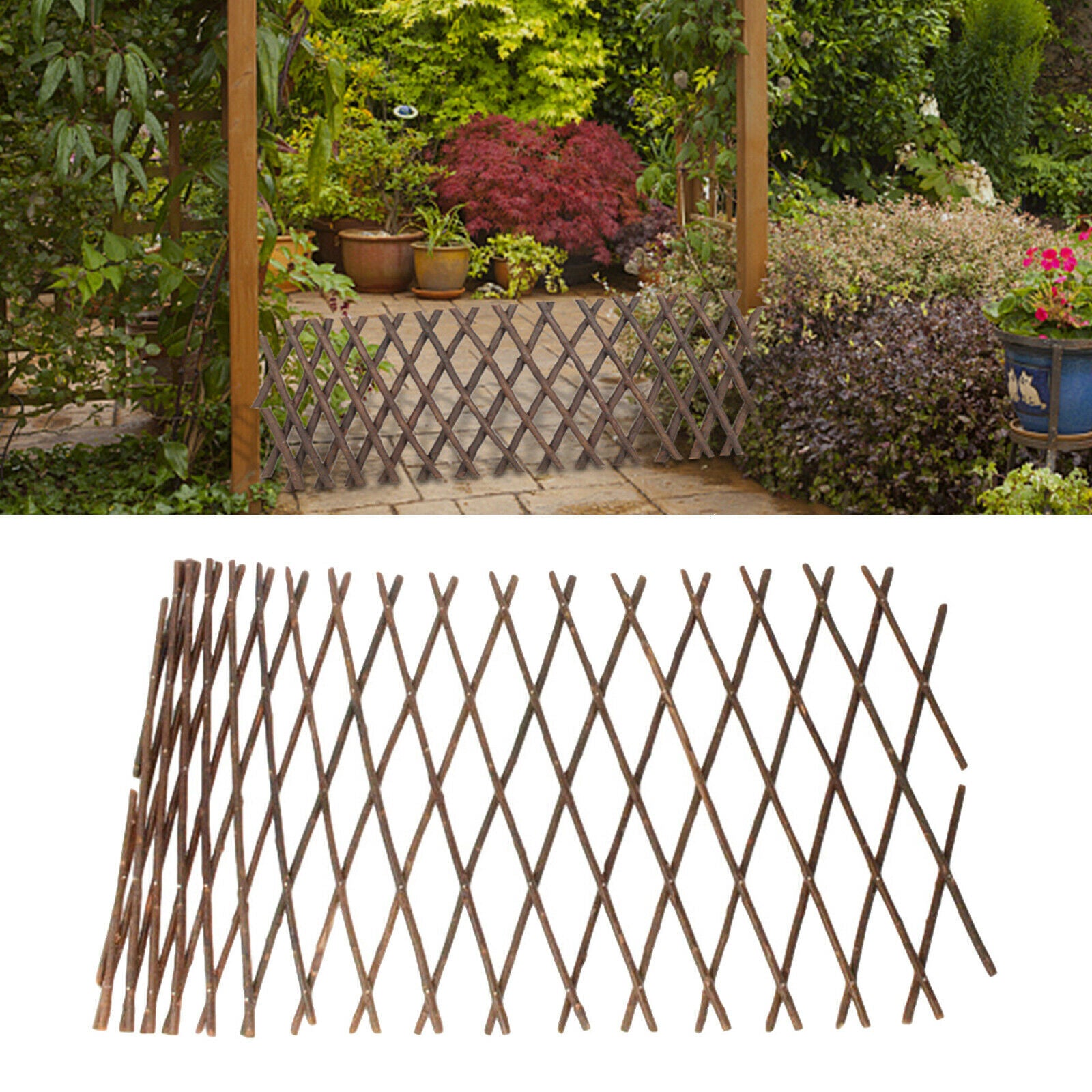 Expanding Bamboo Wooden Garden Fencing Trellis Support Lattice for Dogs Pets