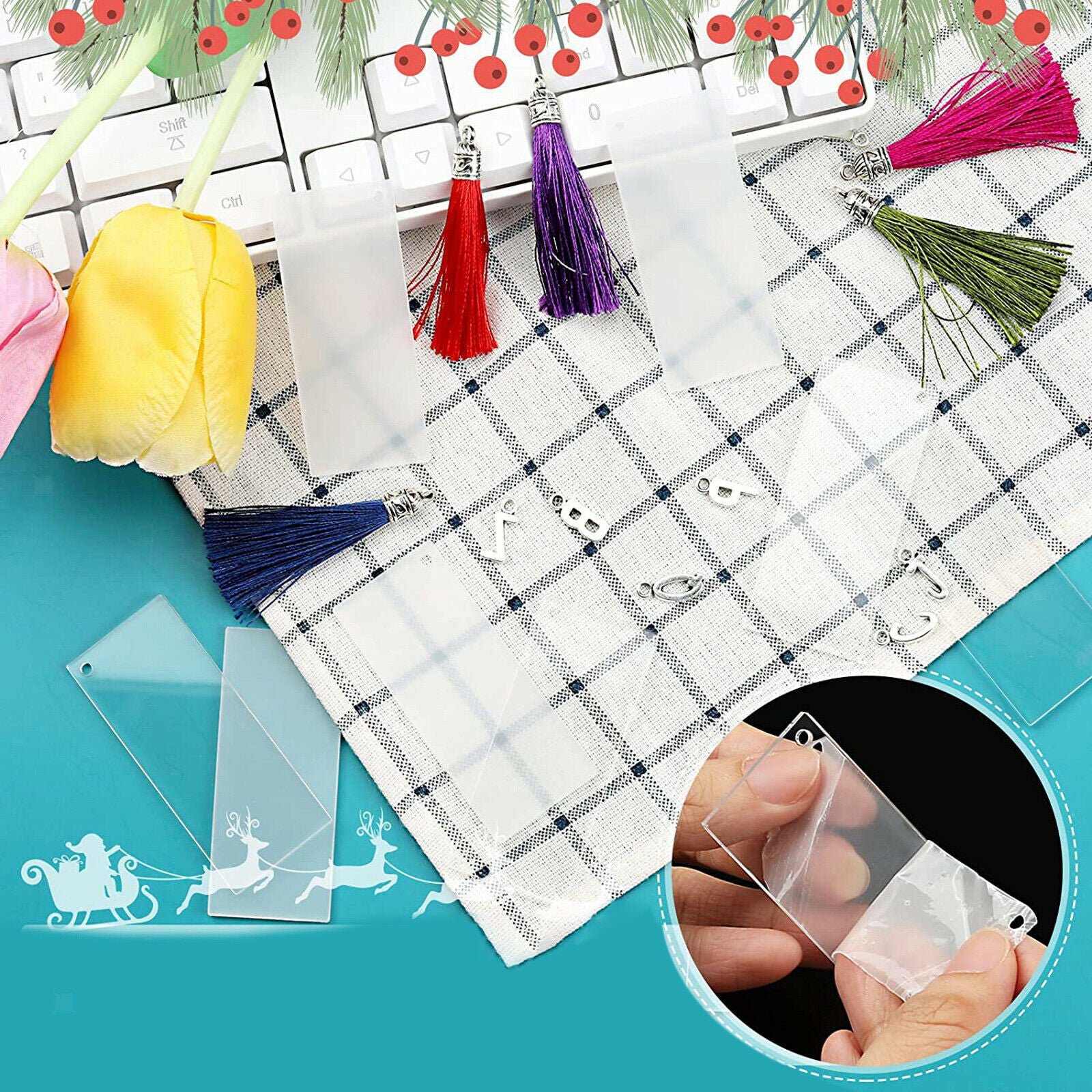 Clear Tassels Charms Blanks with Keyings Letter for Vinyl DIY Bracelet