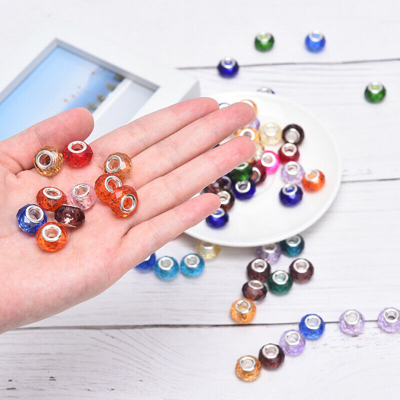 30pcs Murano Glass Charm Spacer Crystal Beads For Bracelets Mixed CharmYU.l8