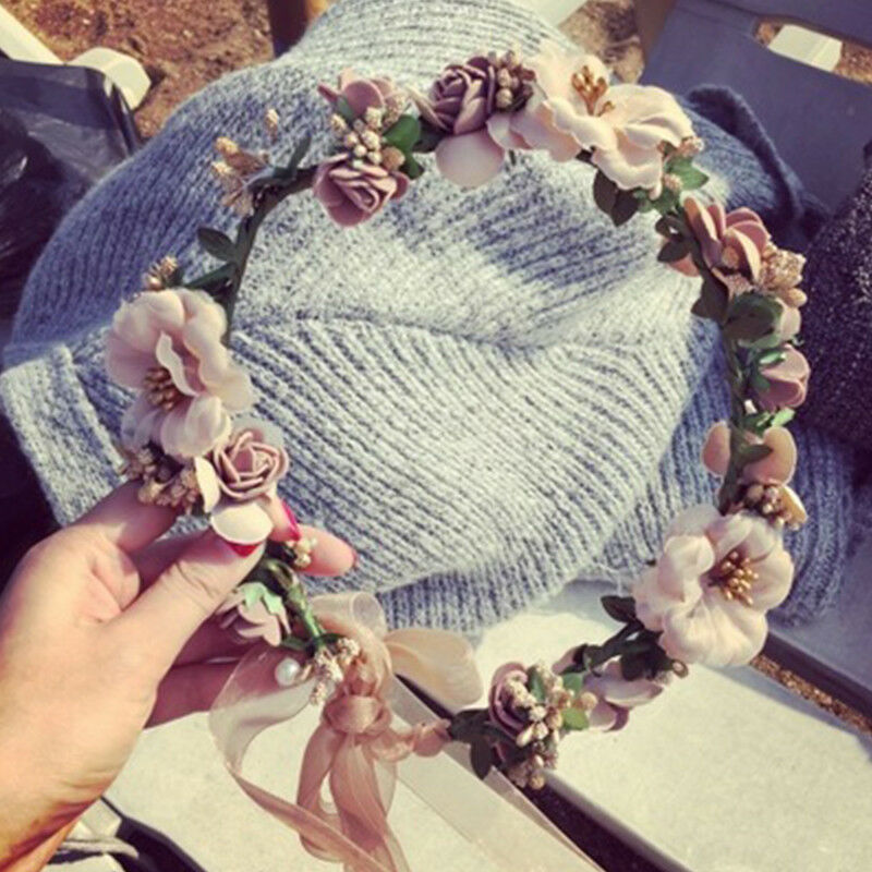 Women Bride Wedding Flower Hairband Headband Boho Floral Crown Garland Beach HN