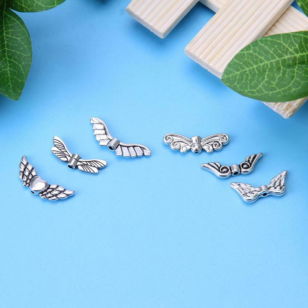 60pcs Butterfly Angel Wings DIY Decor Charm Jewelry Pendant Chain Necklace @